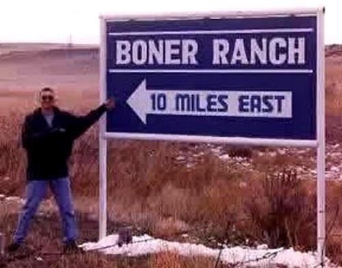 street sign - Boner Ranch 10 Miles East