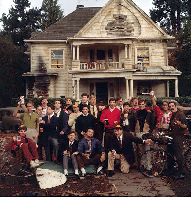 1.Animal House: The only physical damage made during the filming of National Lampoons Animal House was when John Belushi made a hole in the wall with a guitar. The actual Sigma Nu fraternity house which subbed for the fictitious Delta House never repaired it, and instead framed the hole in honor of the film.