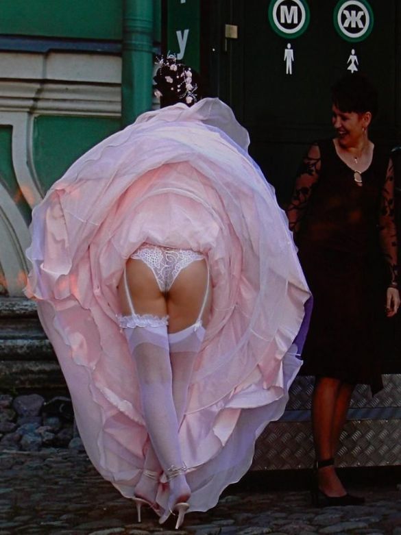 Brides panties exposed