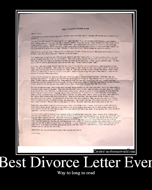 Best Divorce Letter Ever Picture EBaum s World