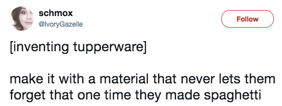 diagram - schmox inventing tupperware make it with a material that never lets them forget that one time they made spaghetti