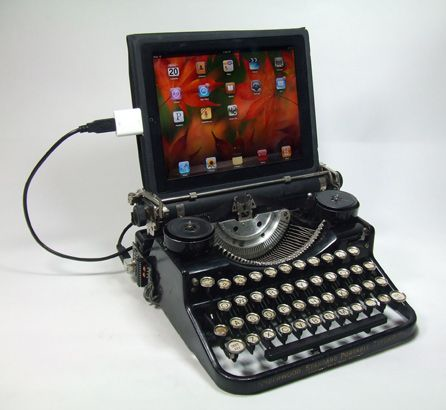 Typewriter conversion plugging in to USB port on a I Pad.
