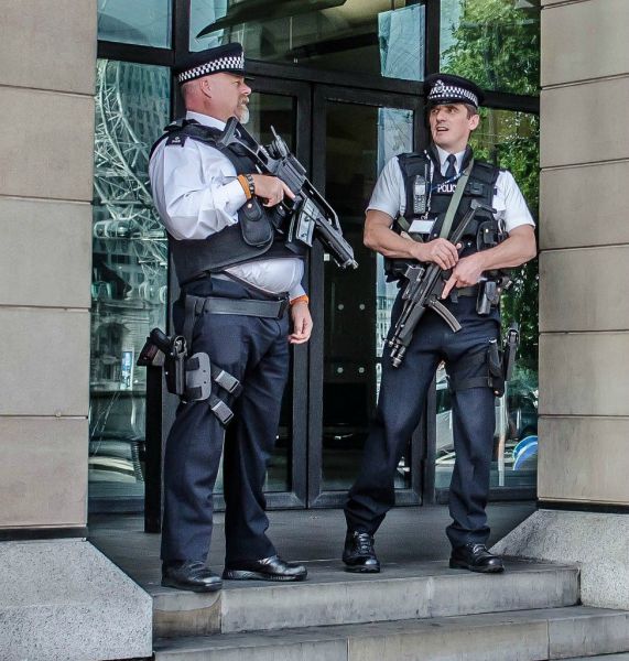 Aren't British police supposed to be unarmed...or at least fit?