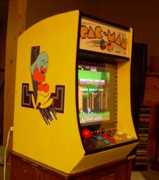 Here's my homemade bartop pac-cab.  Planning on building a dual screen bartop soon - maybe with a Galaga design.
