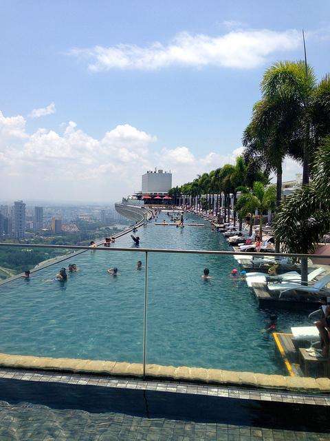 "Marina Sands SkyPark."Singapore. stretches 150 square meters.