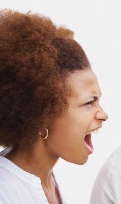 woman shouting at a man