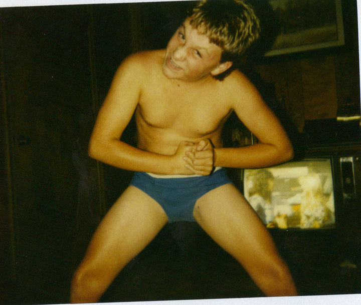My Dad always gives my brother a hard time seeing as he's the only boy in a house of 6 girls. Little did we know he isn't much different from my brother himself. Found this embarrassing picture in a pile of old pictures retrieved from his grandparents house, I think it's payback time.