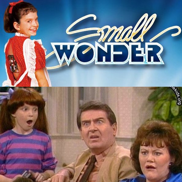 Small Wonder - Harriet Brindle: In this show, a scientist capable of making PERFECTLY lifelike androids, uses his talent to make a little girl in a raggedy ann outfit :- Harriet was the nosy neighbor girl with a creepy red afro pigtails combo, and her mom was the secretary from Ferris Bueller.