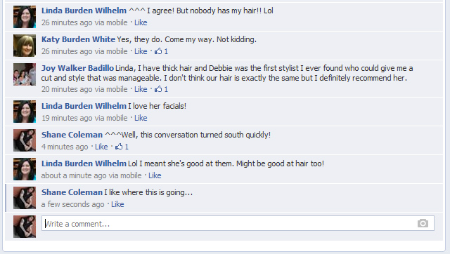Conversations on facebook sometimes lead to the gutter.