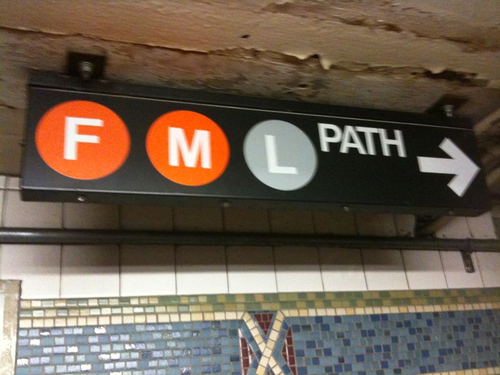 In the NY subway... this way to endless suffering