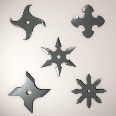 Shuriken, could cause a superficial injury at best, and against a Samurai would have zero success.