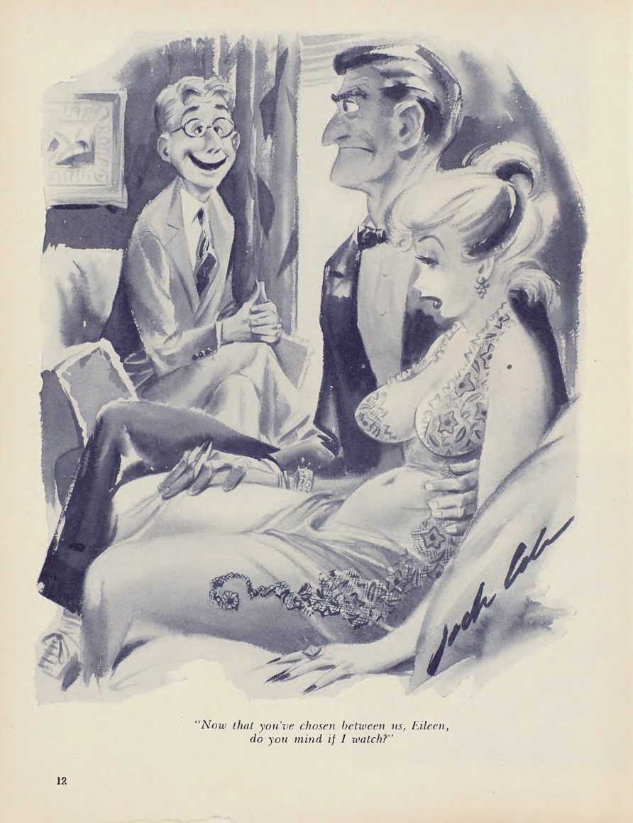 funny cartoons vintage retro - "Now that you've chosen between us, Eileen, do you mind if I watch?"