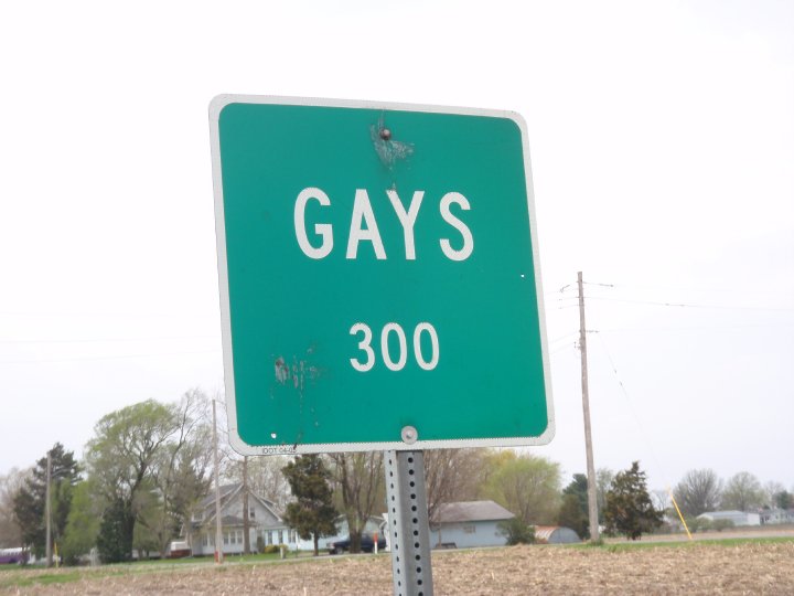 This is the population sign from a little hick town called, Gays in Illinois.