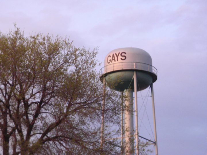 This is the water tower in a little hick town called, Gays in Illinois.