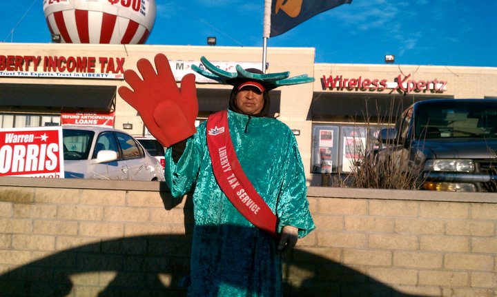 Apparently, the Statue of Liberty is a Mexican in Joliet, Illinois.
