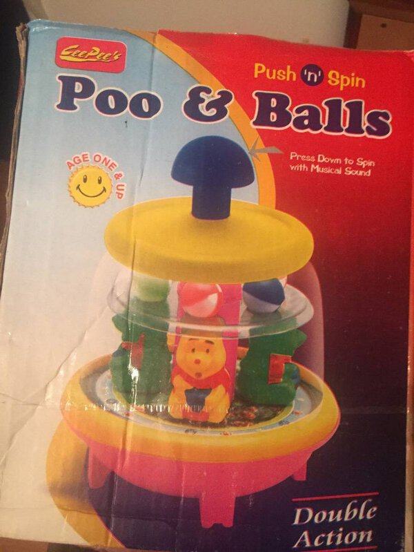 toy - Push 'n' Spin Poo & Balls Geo Press Dorm to Spirs with Musical Sound Ud Double Action