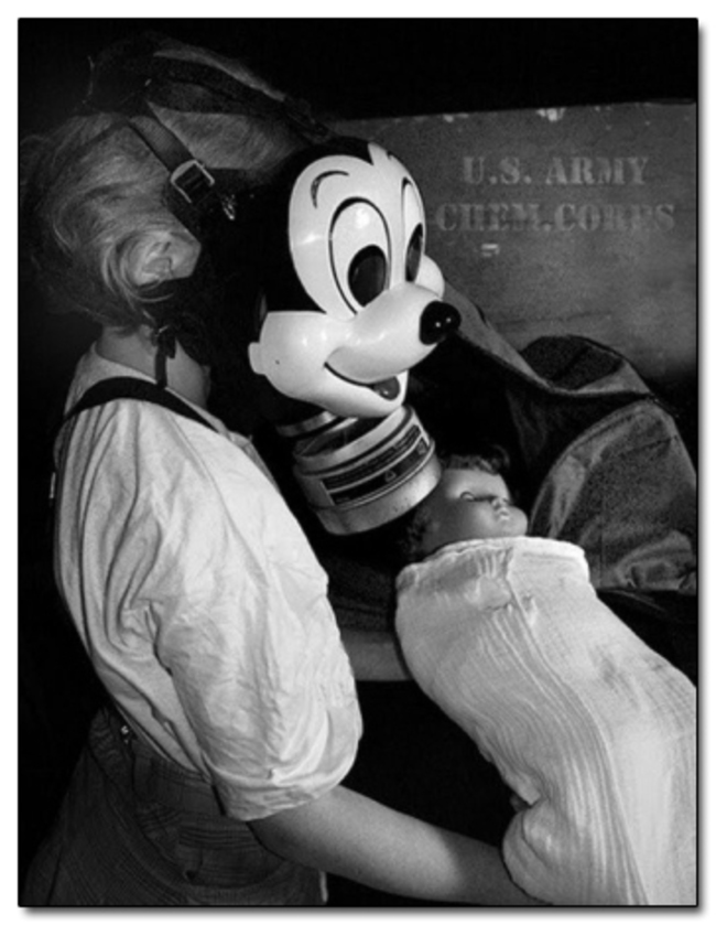 A Mickey Mouse gas mask, which was used to make the devices more appealing to children.