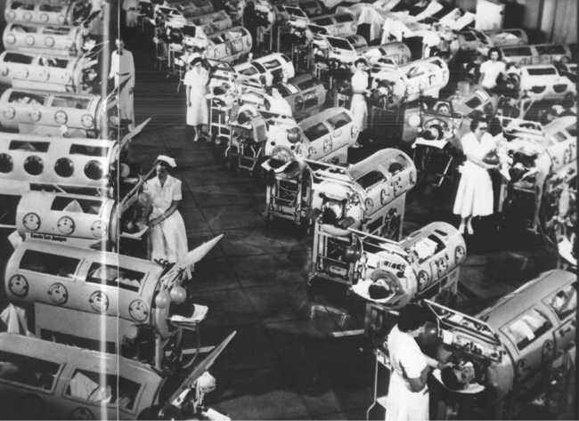 An Iron Lung ward used for treating children with polio.