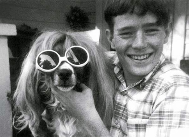 Bryan Cranston, 14, with his dog Lady. [1970]