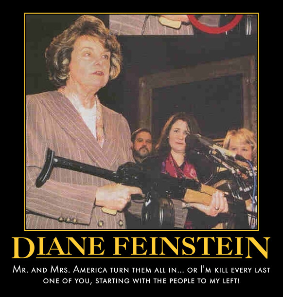 Politician Diane Feinstein shows her inability to follow basic gun safety rules.
Hypocrite politicians like Feinstein think only her and her bodyguards should be allowed to have guns!