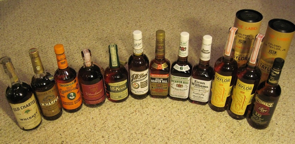 From the Bottled-in-Bond Act of 1897. To be labeled as Bottled-in-Bond or Bonded, the liquor must be the product of one distillation season and one American distiller at one distillery. It must be aged in a federally bonded warehouse under U.S. government supervision for at least four years and bottled at 100 U.S. proof 50 percent alcohol.