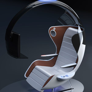 This is a future gaming seat for airplanes.
