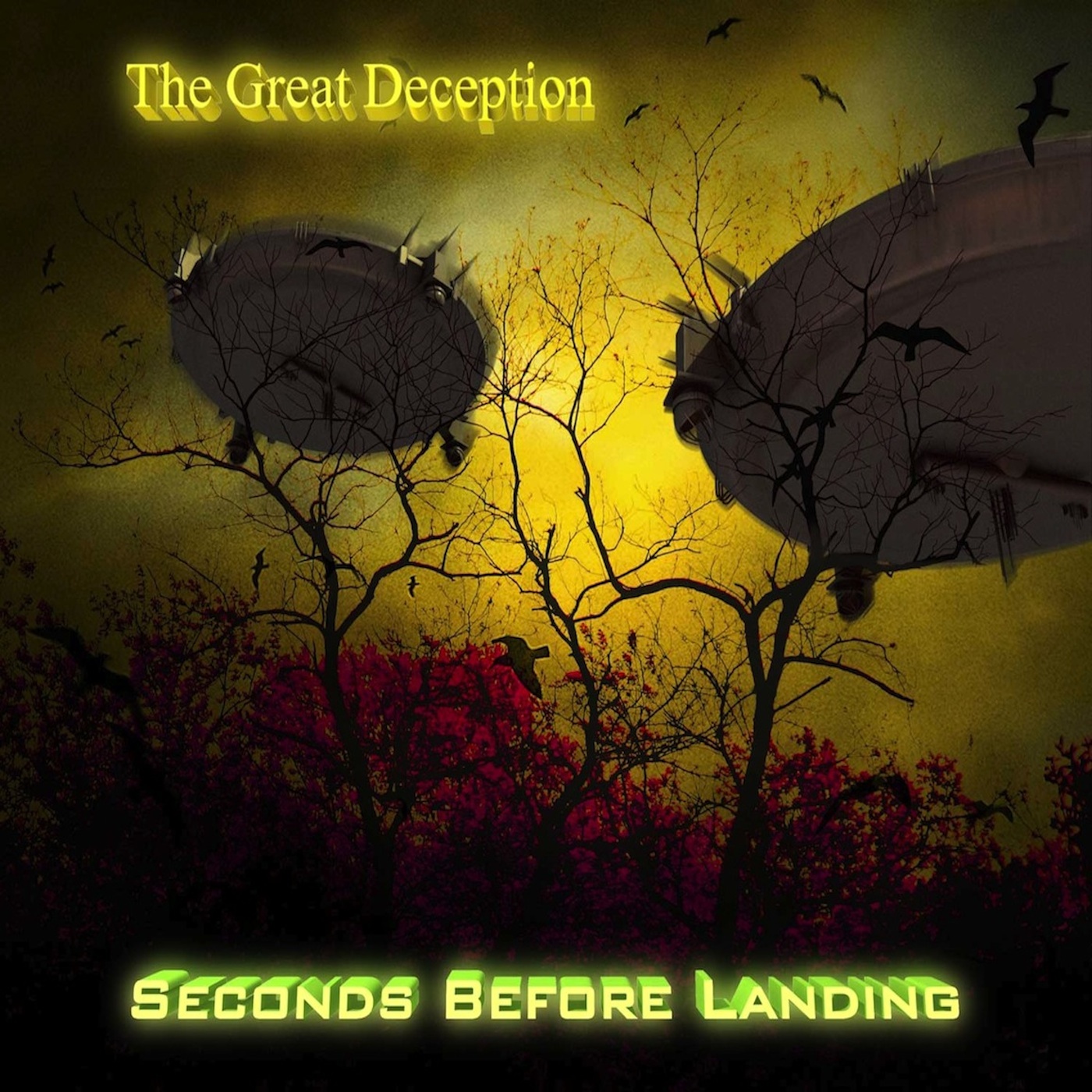 This is the cover for the new album The Great Deception, by Seconds Before Landing.