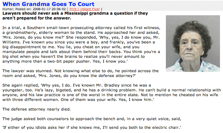 when a Grandma goes to Court - the unexpected can happen