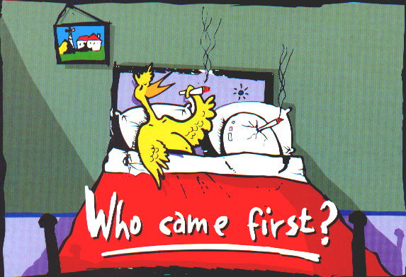 funny cartoons quotes - Who came first?