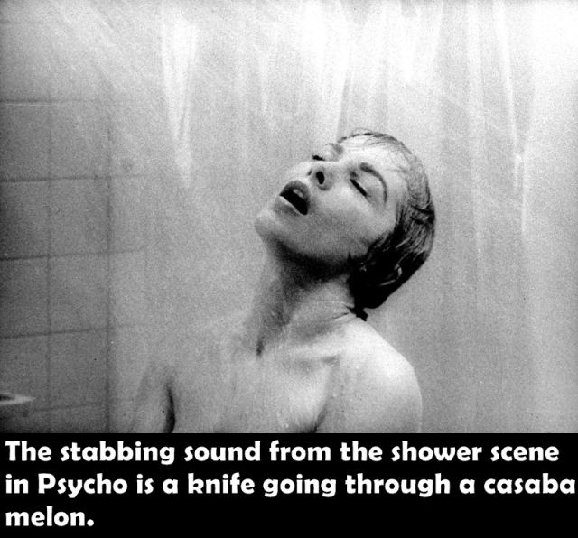 The stabbing sound from the shower scene in Psycho is a knife going through a casaba melon