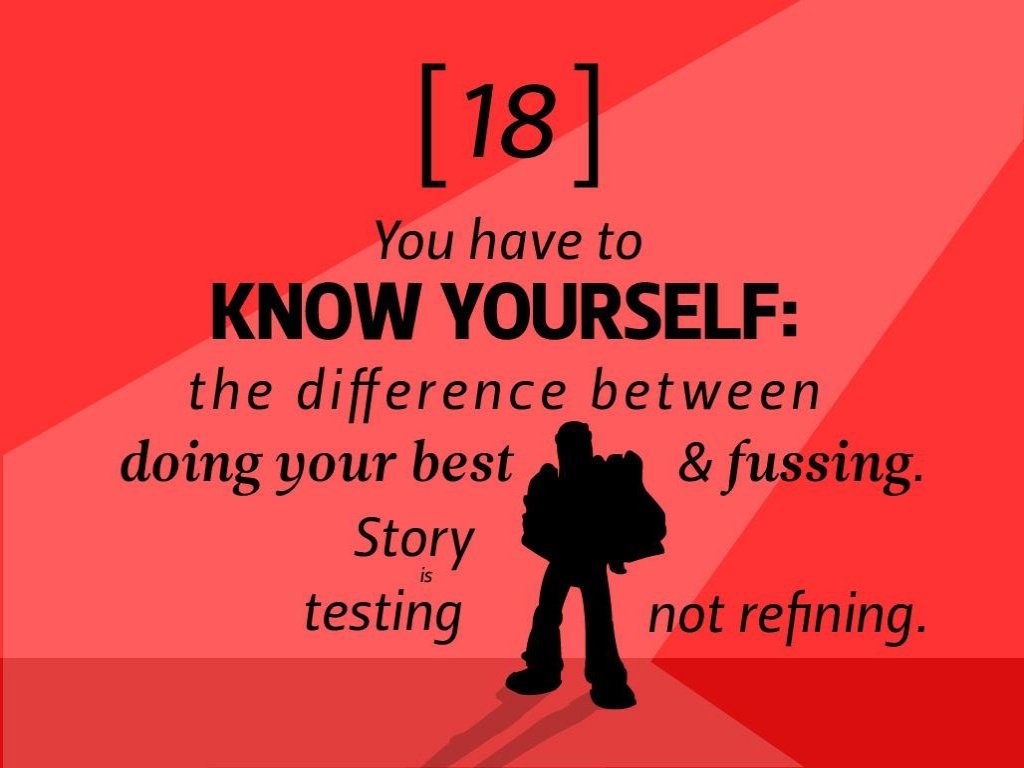 poster - 18 You have to Know Yourself the difference between doing your best & fussing. Story testing not refining.