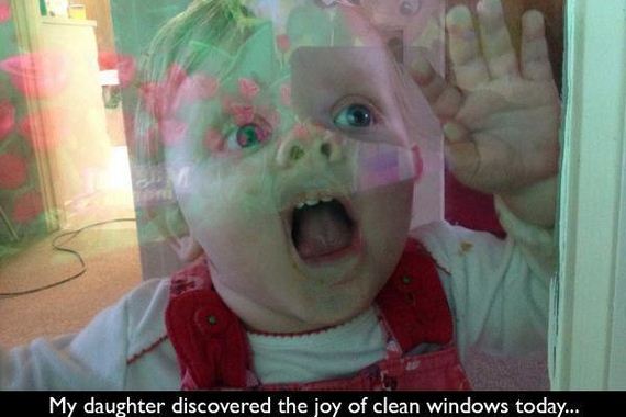kids being weird - My daughter discovered the joy of clean windows today...