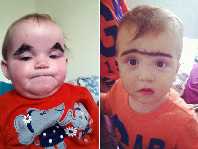 Babies With Eyebrows Drawn On Their Faces - Gallery | eBaum's World