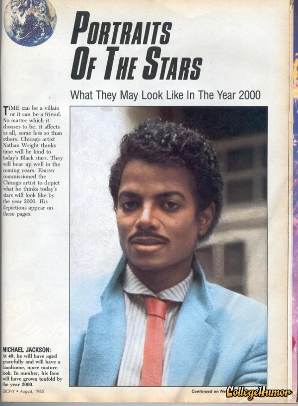 Ebony Magazine's 1985 prediction of what Michael Jackson would look like in the year 2000.