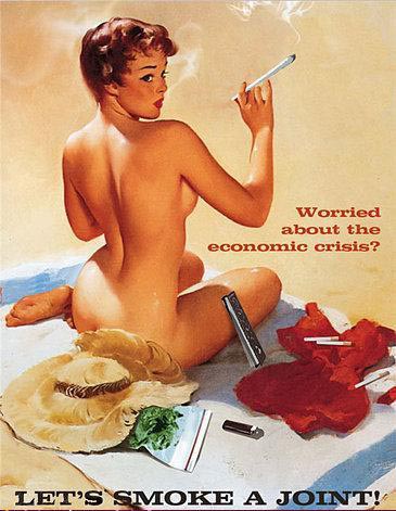 random pic vintage pin up girl smoking marijuana - Worried about the economic crisis? Let'S Smoke A Joint!