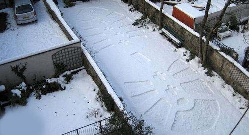 giant footprint in snow
