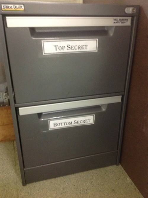 pun cabinet puns - Top Secret Bottom Secret