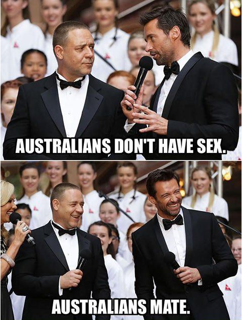 pun australians mate meme - Australians Don'T Have Sex, Australians Mate.