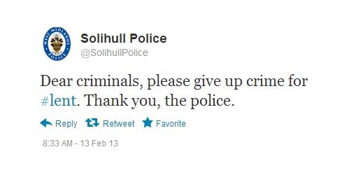 diagram - Solihull Police Dear criminals, please give up crime for . Thank you, the police. t3 Retweet Favorite 13 Feb 13