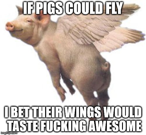 Shower thoughts of if pigs could fly, their wings would taste awesome