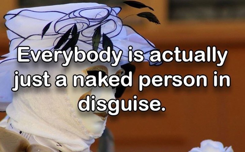 Shower thought about how everyone is just a naked person in disguise.