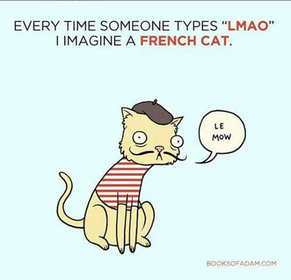 Caturday meme about a French cat meowing