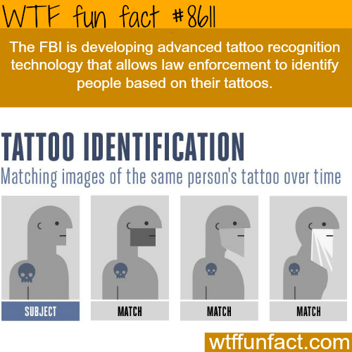 wtf fact technology - Wtf fun fact || The Fbi is developing advanced tattoo recognition technology that allows law enforcement to identify people based on their tattoos. Tattoo Identification Matching images of the same person's tattoo over time Subject M