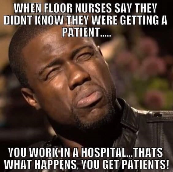 memes - kevin hart funny meme - When Floor Nurses Say They Didnt Know They Were Getting A Patient..... You Work In A Hospital...Thats What Happens, You Get Patients!