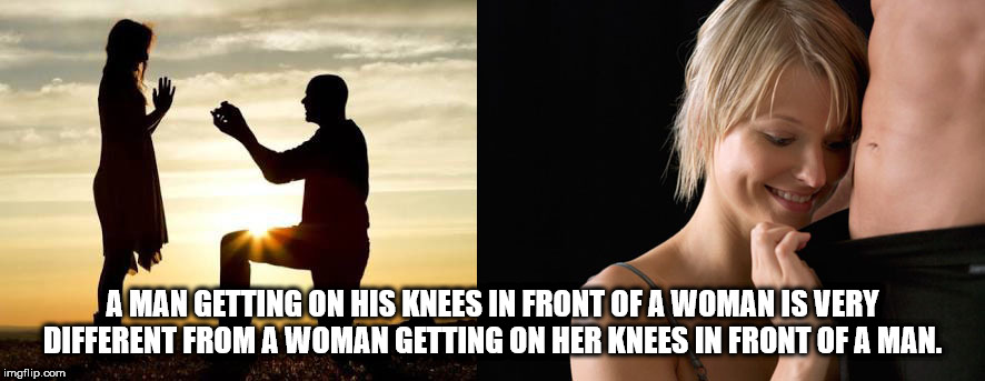 friendship - A Man Getting On His Knees In Front Of A Woman Is Very Different From A Woman Getting On Her Knees In Front Of A Man. imgflip.com