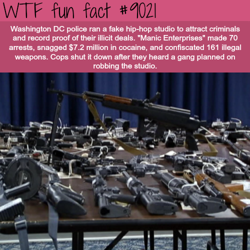 wtf facts - firearm - Wtf fun fact Washington Dc police ran a fake hiphop studio to attract criminals and record proof of their illicit deals.