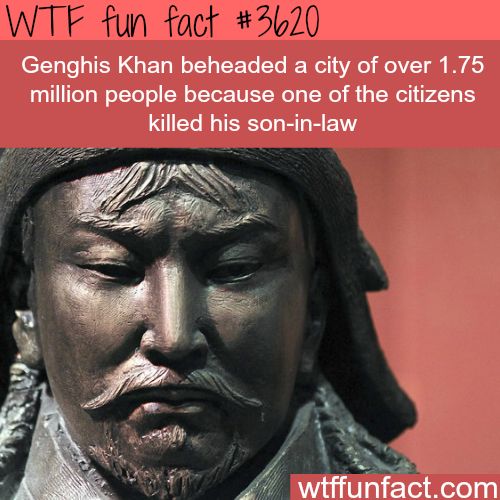genghis khan facts - Wtf fun fact Genghis Khan beheaded a city of over 1.75 million people because one of the citizens killed his soninlaw wtffunfact.com