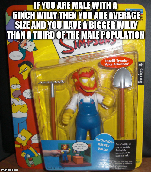 simpsons action figures - If You Are Male With A 6INCH Willy Then You Are Average Size And You Have A Bigger Willy Than A Third Of The Male Population Hey, hey! IntelliTronic Voice Activation Series 4 Grounds Keeper Willie Place Wilde any compatible Sprin