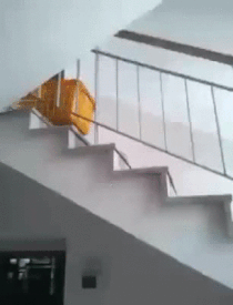 sliding down the stairs