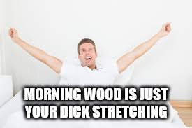 shower thought about how morning wood is just your dick stretching